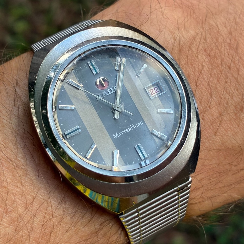 Rare Rado Matterhorn 11918 Vintage Men's 38mm Automatic Watch Grey Textured Dial